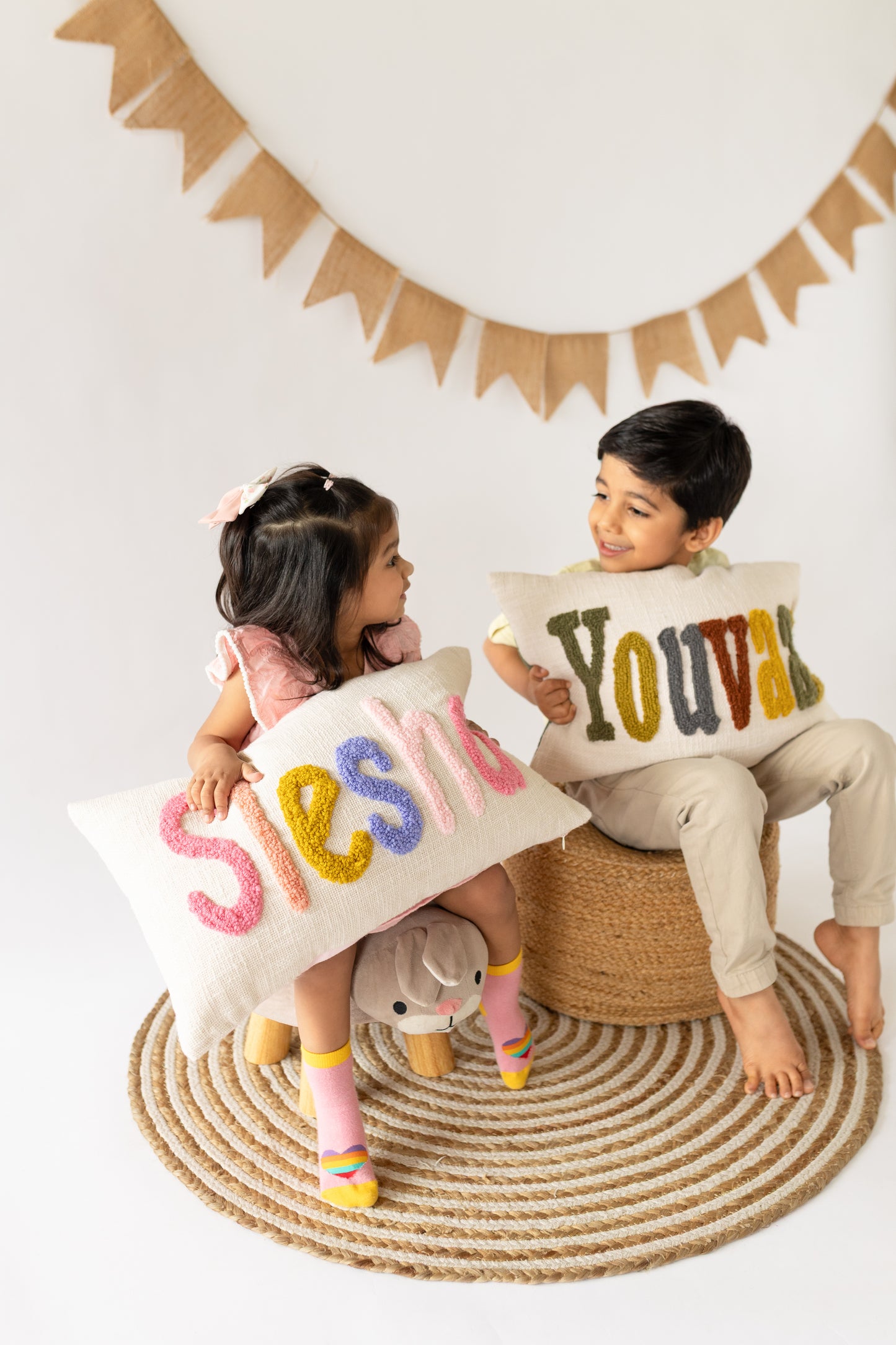 Set of 2 Personalized Name Pillow Covers for Brother & Sister, Rakhi Gifts