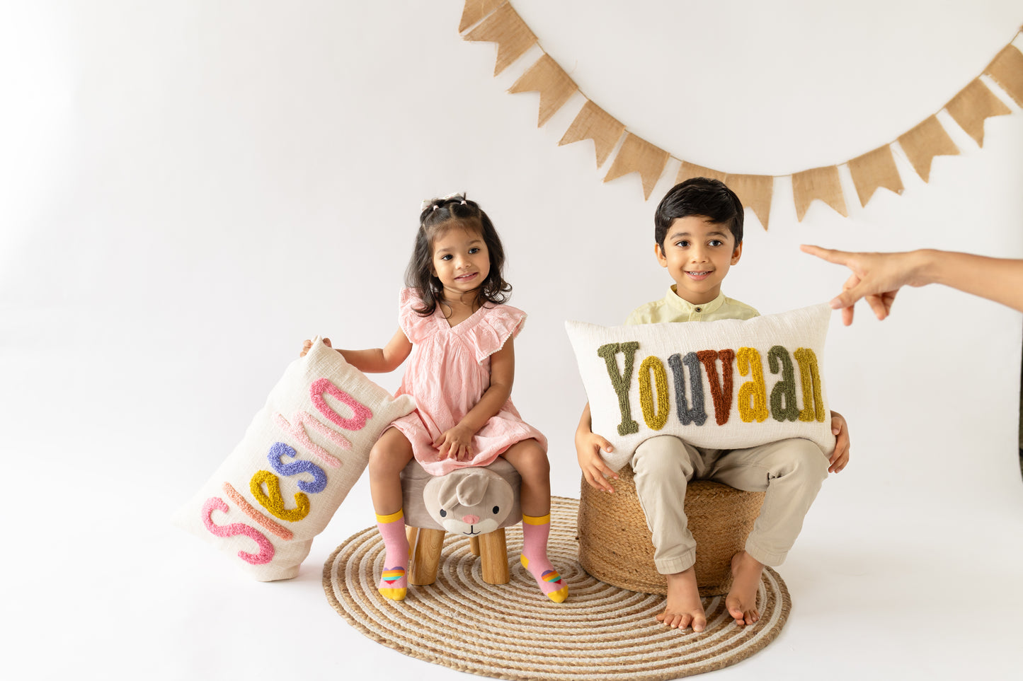 Set of 2 Personalized Name Pillow Covers for Brother & Sister, Rakhi Gifts