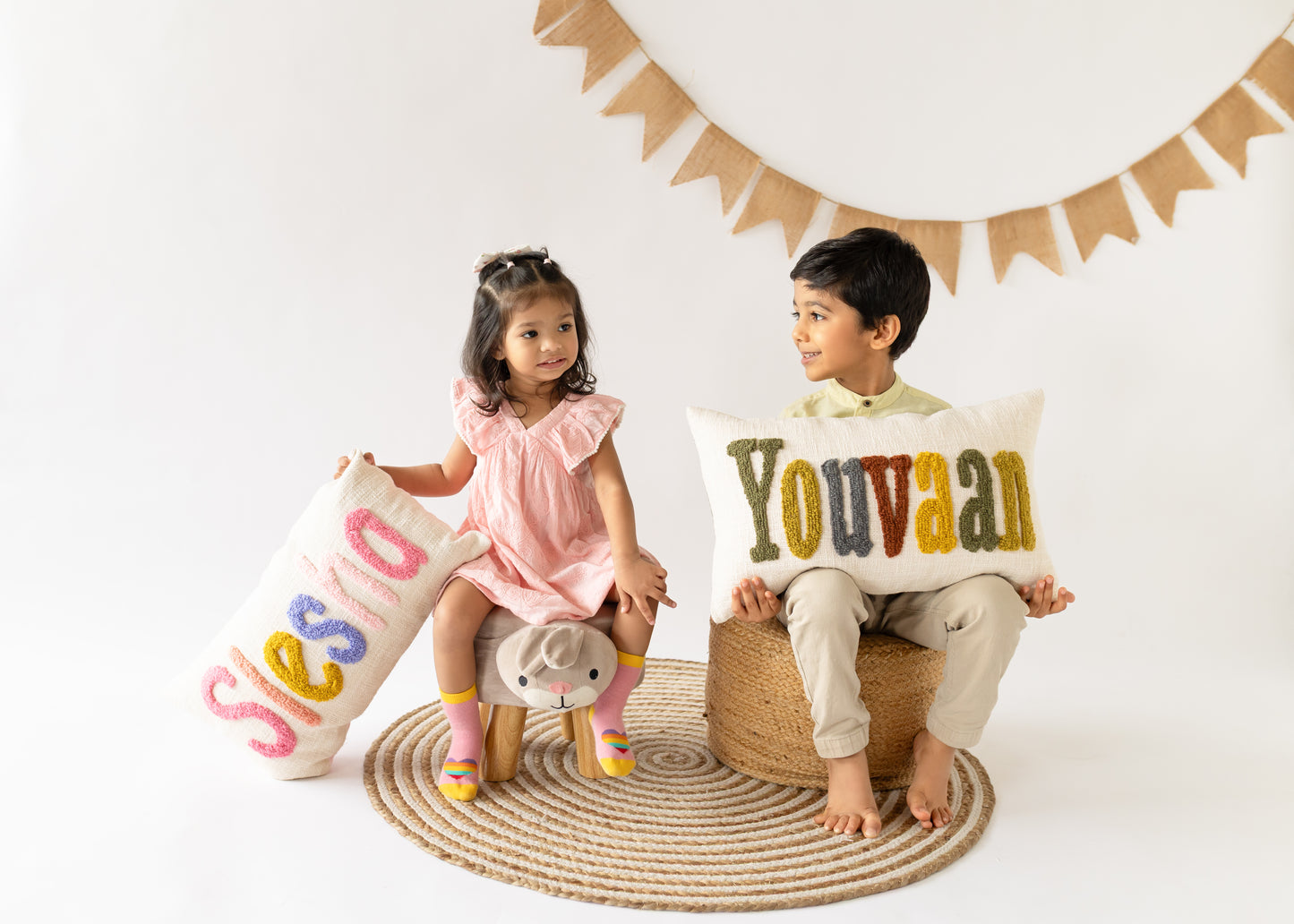 Set of 2 Personalized Name Pillow Covers for Brother & Sister, Rakhi Gifts