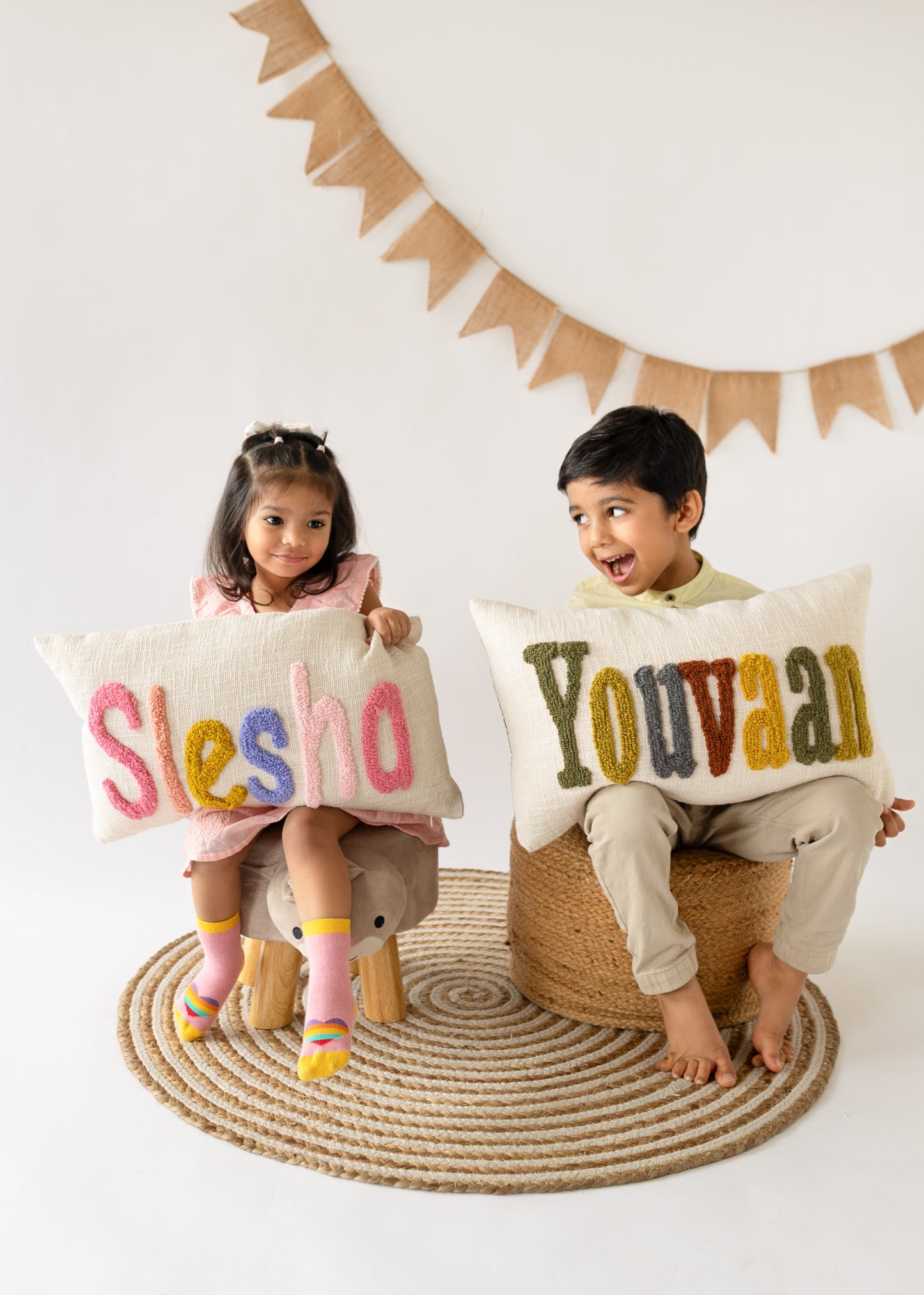 Set of 2 Personalized Name Pillow Covers for Brother & Sister, Rakhi Gifts
