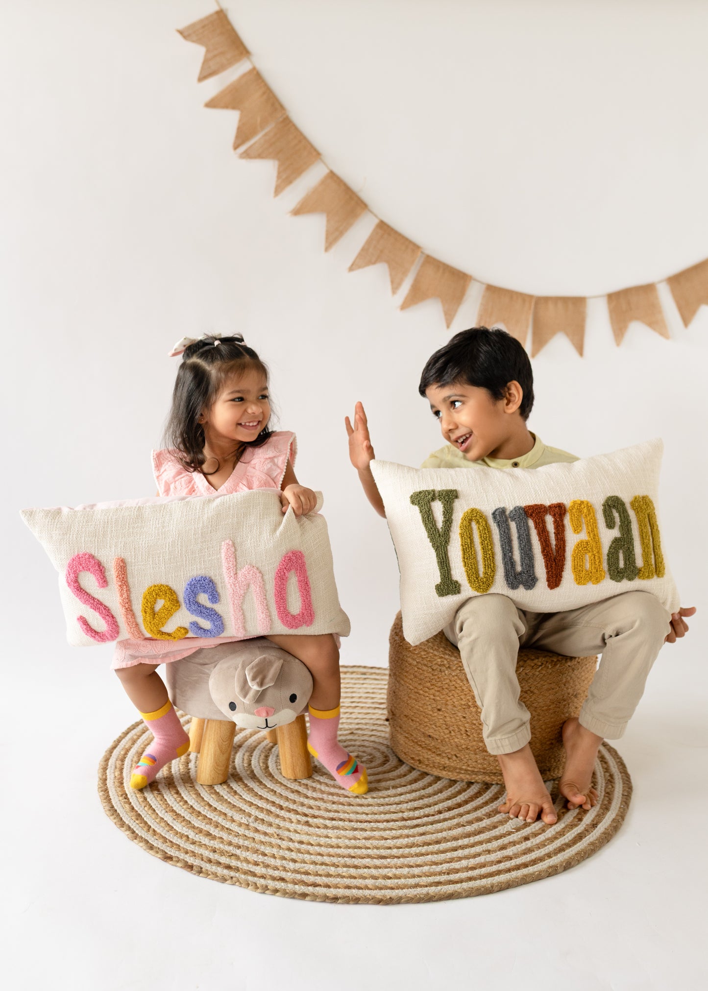 Set of 2 Personalized Name Pillow Covers for Brother & Sister, Rakhi Gifts