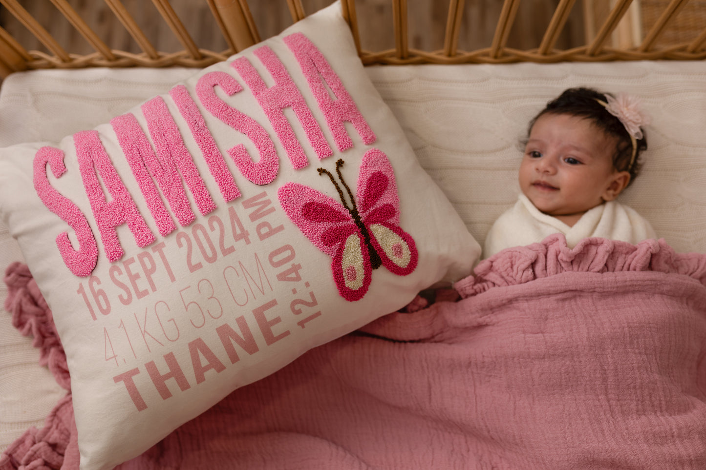 Personalized Pillow Cover, Birth Stats