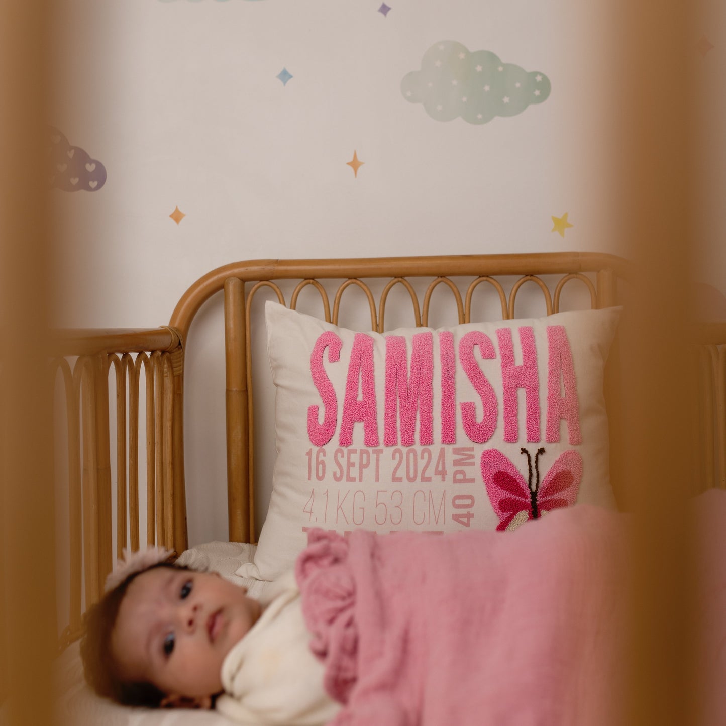 Personalized Pillow Cover, Birth Stats