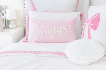 Custom Embroidered Cushion Covers with Punch Needle Art- Baby Pink
