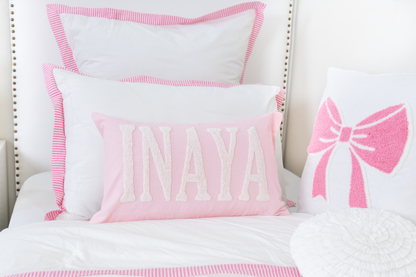 Bespoke Hand Embroidered Pillow Covers- Baby Pink