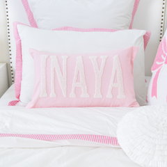 Bespoke Hand Embroidered Pillow Covers- Baby Pink