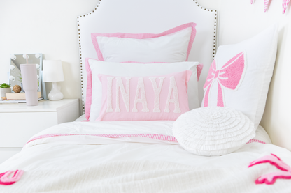 Bespoke Hand Embroidered Pillow Covers- Baby Pink