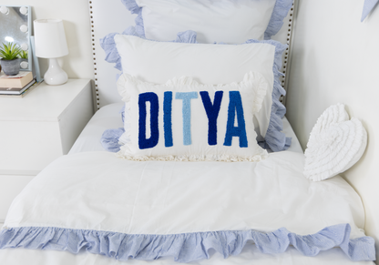 Custom Needle Punch Embroidered Throw Pillow Covers- White