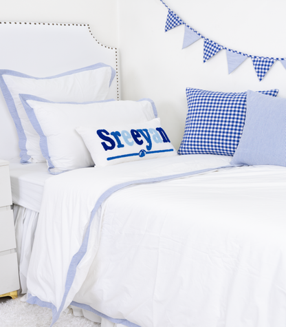 Personalized Decorative Pillow Cover with Punch Needle Embroidery- Off White
