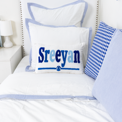 Personalized Decorative Pillow Cover with Punch Needle Embroidery- Off White
