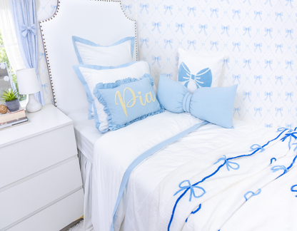 Personalized Throw Pillow Covers with Punch Needle Design- Baby Blue