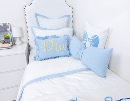 Personalized Throw Pillow Covers with Punch Needle Design- Baby Blue