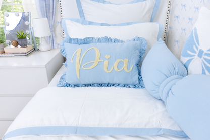 Personalized Throw Pillow Covers with Punch Needle Design- Baby Blue