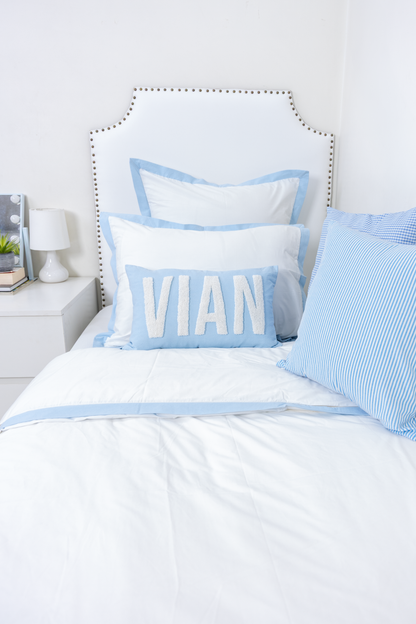 Personalized Needle Punch Decorative Pillow Covers- Baby Blue