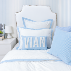 Personalized Needle Punch Decorative Pillow Covers- Baby Blue