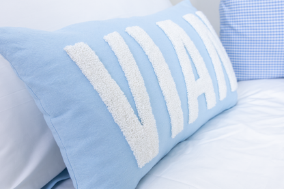 Personalized Needle Punch Decorative Pillow Covers- Baby Blue