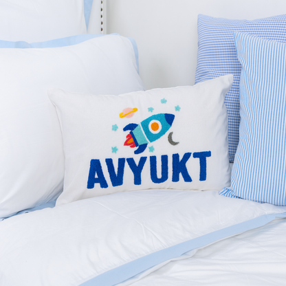 Personalized Throw Pillow Covers with Punch Needle Design- Off White