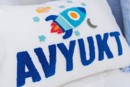 Personalized Throw Pillow Covers with Punch Needle Design- Off White