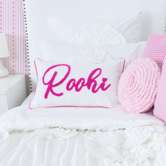 Monogrammed Punch Needle Pillow Covers- White