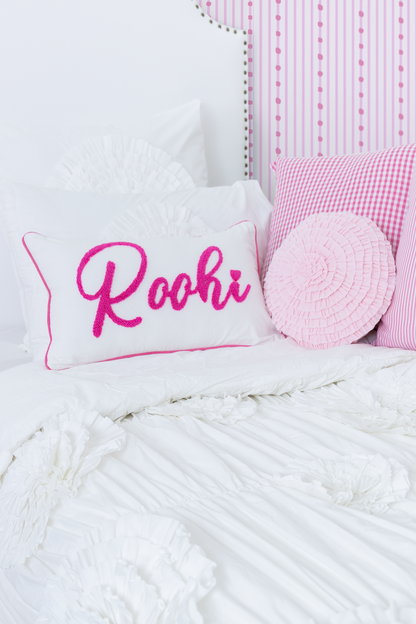 Monogrammed Punch Needle Pillow Covers- White
