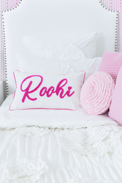 Monogrammed Punch Needle Pillow Covers- White