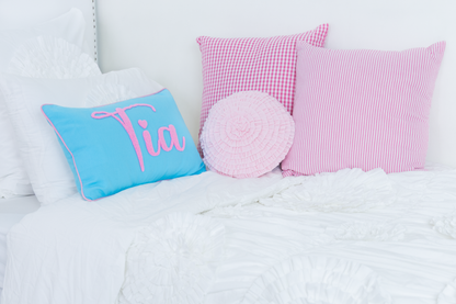 Personalized Needle Punch Decorative Pillow Covers- Light Turquoise