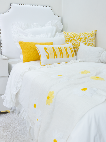 Custom Punch Needle Embroidered Pillow Covers- White