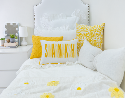 Custom Punch Needle Embroidered Pillow Covers- White