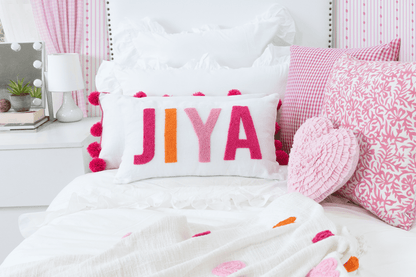 Personalized Artisan Punch Needle Pillow Covers- White