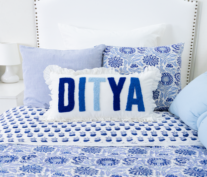 Custom Needle Punch Embroidered Throw Pillow Covers- White
