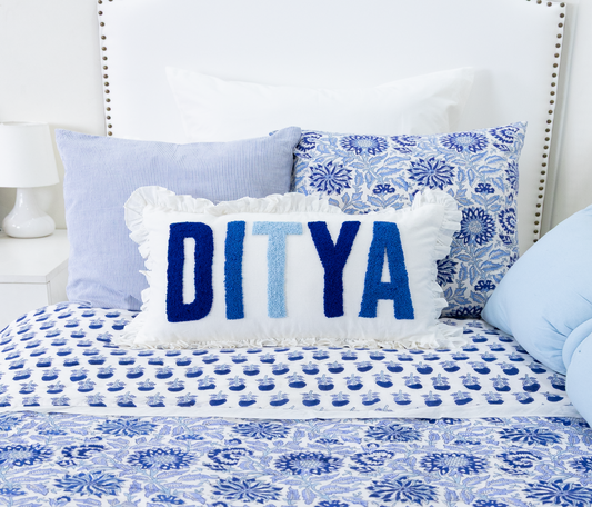 Custom Needle Punch Embroidered Throw Pillow Covers- White