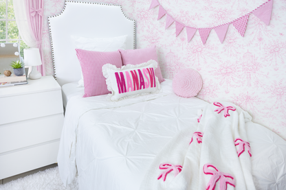 Custom Needle Punch Embroidered Throw Pillow Covers- Off White