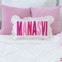 Custom Needle Punch Embroidered Throw Pillow Covers- Off White