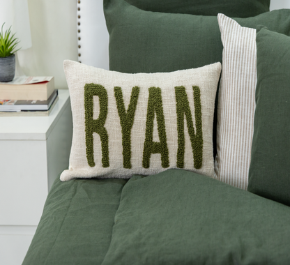 Custom Punch Needle Accent Pillow Covers- Olive Green