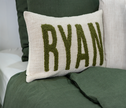 Custom Punch Needle Accent Pillow Covers- Olive Green