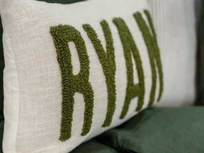 Custom Punch Needle Accent Pillow Covers- Olive Green