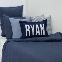 Personalized Needle Punch Decorative Pillow Covers- Dark Blue