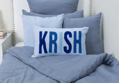 Personalized Handcrafted Punch Needle Cushion Covers- Baby Blue
