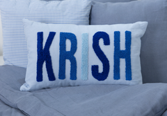 Personalized Handcrafted Punch Needle Cushion Covers- Baby Blue