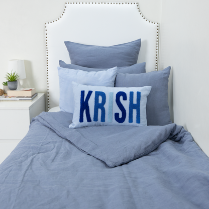 Personalized Handcrafted Punch Needle Cushion Covers- Baby Blue