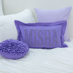 Handmade Punch Needle Personalized Pillowcases- Lavender