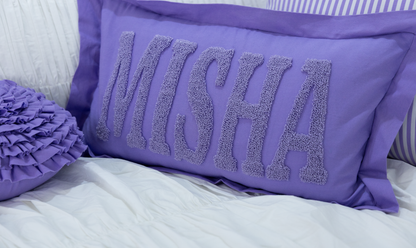Handmade Punch Needle Personalized Pillowcases- Lavender