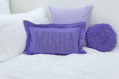 Handmade Punch Needle Personalized Pillowcases- Lavender