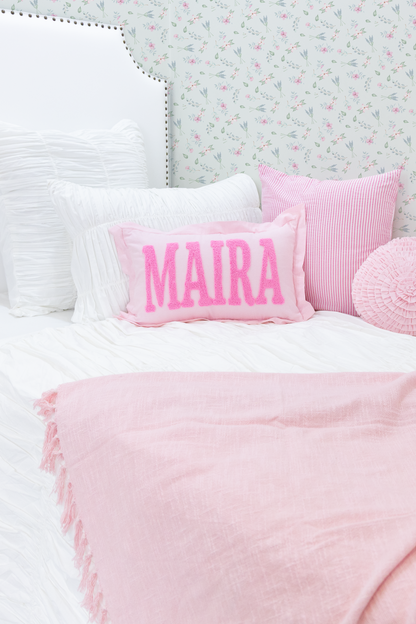 Personalized Family Name Punch Needle Pillow Covers- Baby Pink