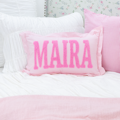 Personalized Family Name Punch Needle Pillow Covers- Baby Pink