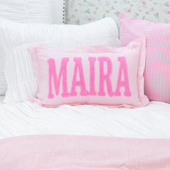 Personalized Family Name Punch Needle Pillow Covers- Baby Pink