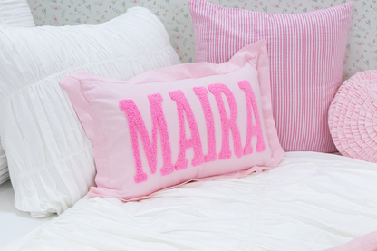 Personalized Family Name Punch Needle Pillow Covers- Baby Pink