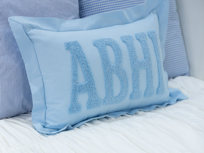 Handmade Punch Needle Personalized Pillowcases- Baby Blue