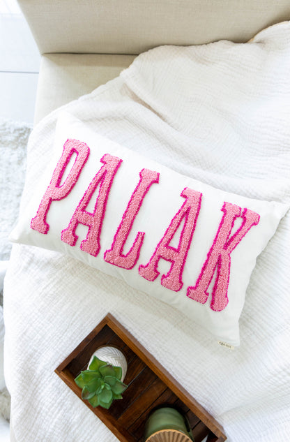 Custom Decorative Pillow Covers with Needle Punch Embroidery- Off White