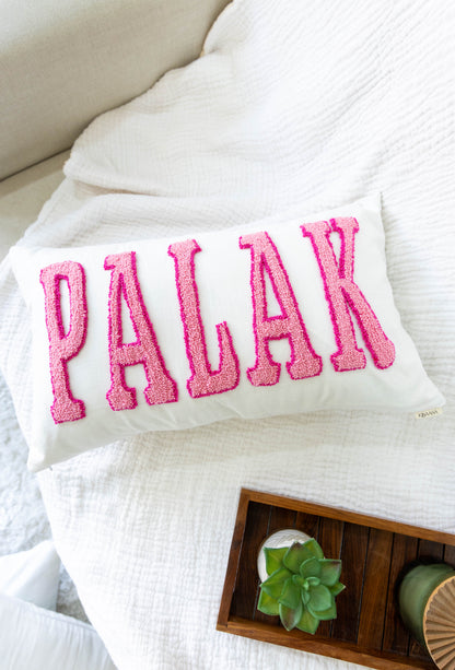 Custom Decorative Pillow Covers with Needle Punch Embroidery- Off White